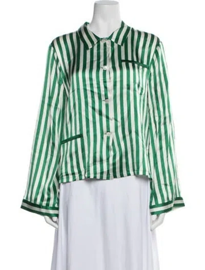 Pre-owned Morgan Lane L/s Tops Silk Pajamas In Green