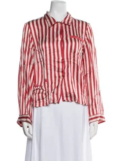 Pre-owned Morgan Lane L/s Tops Silk Pajamas In Red