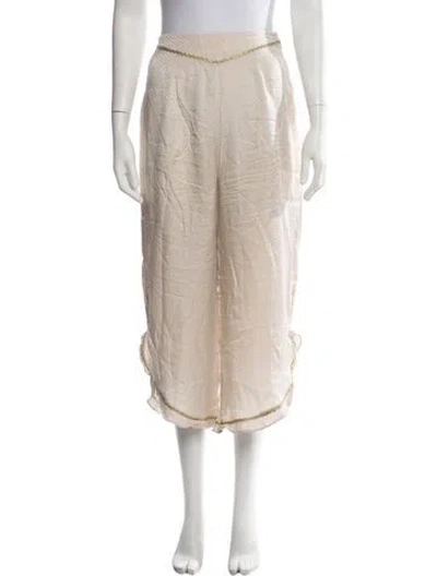 Pre-owned Morgan Lane Patterned Wide Leg Pants In Neutrals