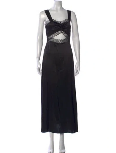 Pre-owned Morgan Lane Silk Long Dress In Black