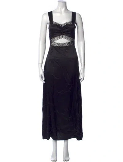 Pre-owned Morgan Lane Silk Long Dress In Black