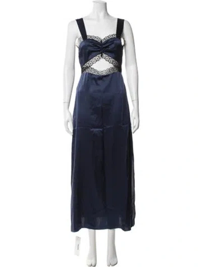 Pre-owned Morgan Lane Silk Long Dress In Blue