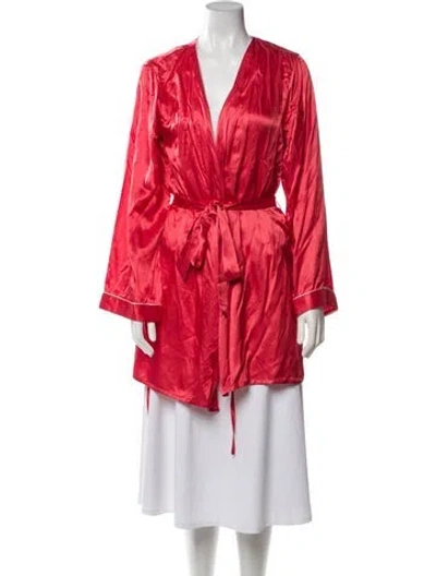 Pre-owned Morgan Lane Silk Robe W/ Tags In Red