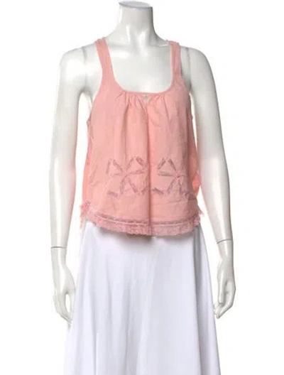Pre-owned Morgan Lane Silk Scoop Neck Crop Top In Pink