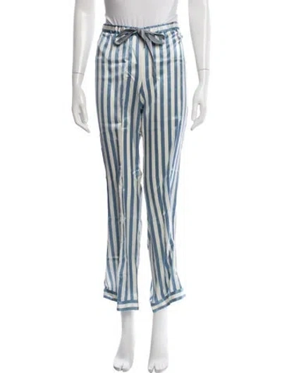 Pre-owned Morgan Lane Silk Striped Pajamas In Blue