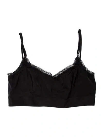 Pre-owned Morgan Lane Silk V-neck Crop Top In Black