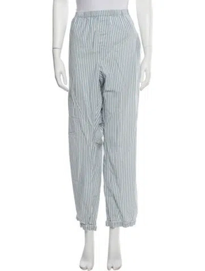 Pre-owned Morgan Lane Striped Wide Leg Pants In White