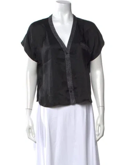 Pre-owned Morgan Lane V-neck Short Sleeve Top In Black