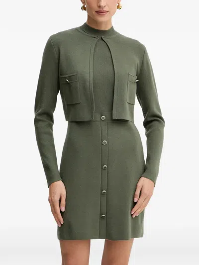 Morgan Layered-detail Mini Dress In Green