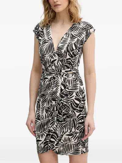 Morgan Leaf-print Wrap Mini Dress In Animal Print