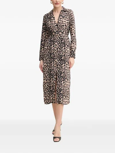 Morgan Leopard-print Midi Dress In Black