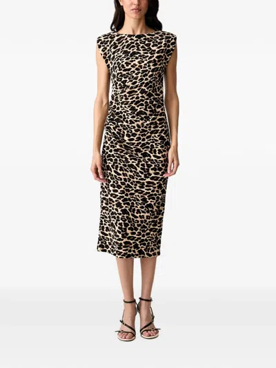 Morgan Leopard-print Ruched Midi Dress In Multi