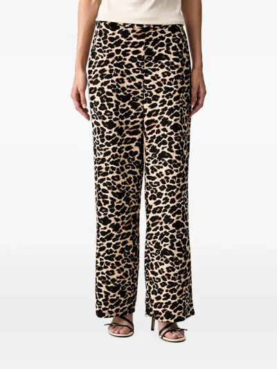Morgan Leopard-print Wide-leg Trousers In Black