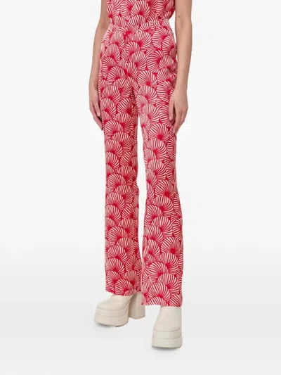Morgan Liv Floral-print Trousers In Red