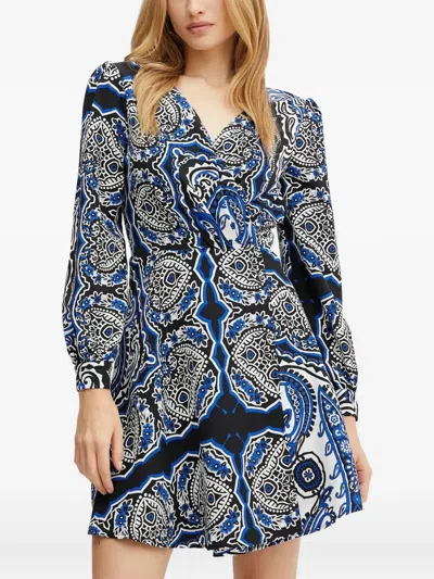 Morgan Long-sleeve Paisley-print Mini Dress In Multi