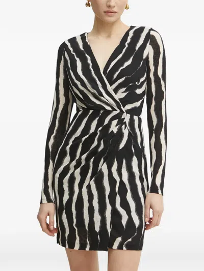 Morgan Long-sleeved Zebra Dress In Black