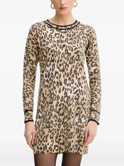 Morgan Mcall Animal-print Round-neck Mini Dress In Multi