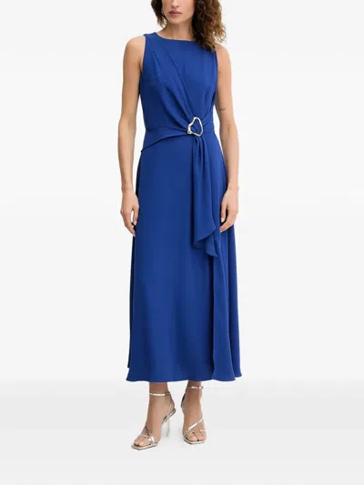 Morgan Metallic-buckle Sleeveless Maxi Dress In Blue