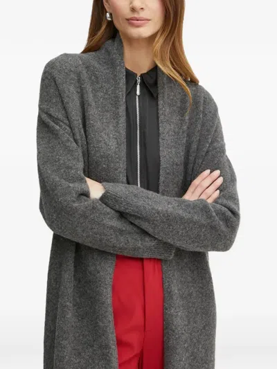 Morgan Mgioia Open-front Longline Cardigan In Gray
