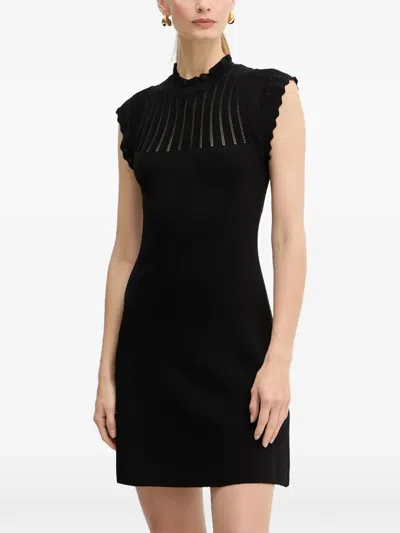 Morgan Mock-neck Mini Dress In Black