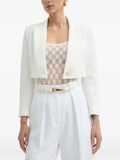 Morgan Notched-lapels Cropped Jacket In White