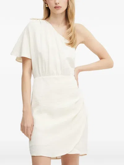 Morgan One-shoulder Draped Mini Dress In White