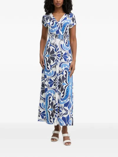 Morgan Paisley-print V-neck Maxi Dress In Blue