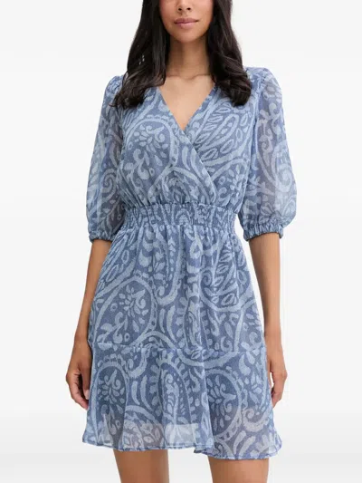Morgan Paisley-print Wrap-style Dress In Blue
