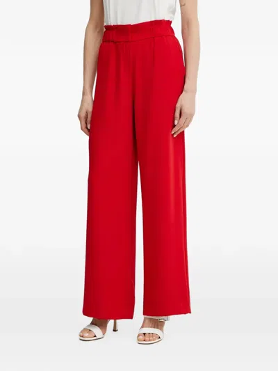 Morgan Paperbag-waist Palazzo Pants In Red