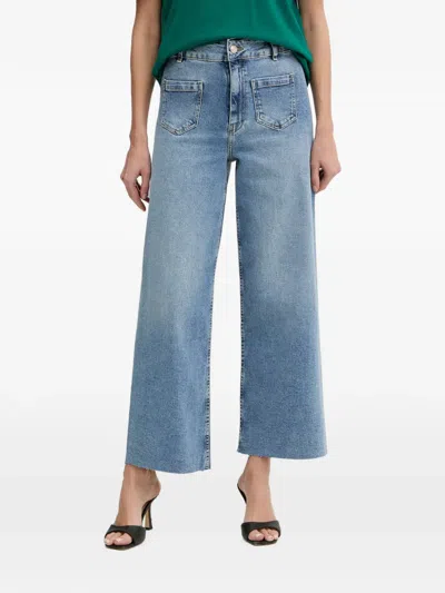 Morgan Patch-pocket Wide-leg Jeans In Blue
