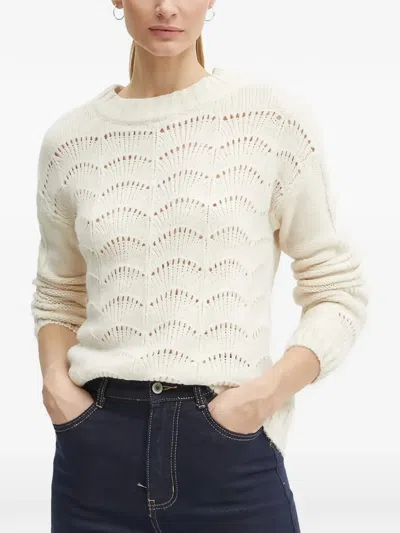 Morgan Patterned-design Knitted Jumper In White