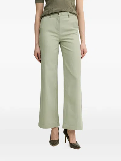 Morgan Pclana Buckle Wide-leg Jeans In Green
