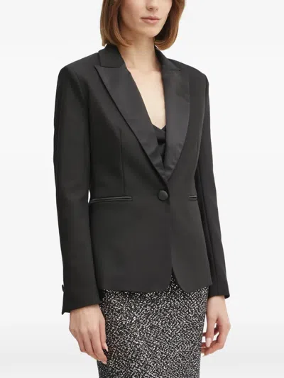 Morgan Peak-lapel Buttoned Blazer In Black