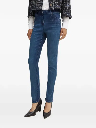 Morgan Pelo Crystal-embellished Skinny Jeans In Blue