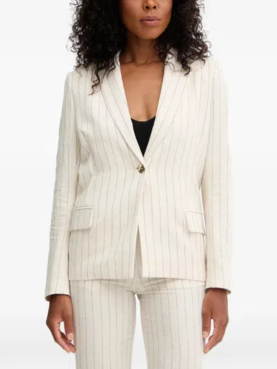Morgan Pinstripe Blazer In White