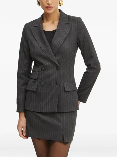 Morgan Pinstripe Double-breasted Blazer In Black