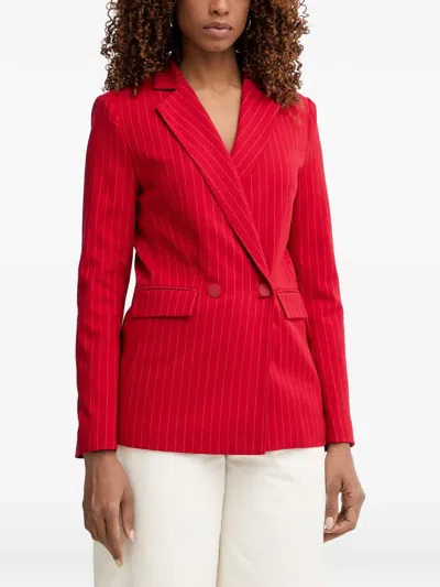 Morgan Pinstripe Double-breasted Blazer In Red