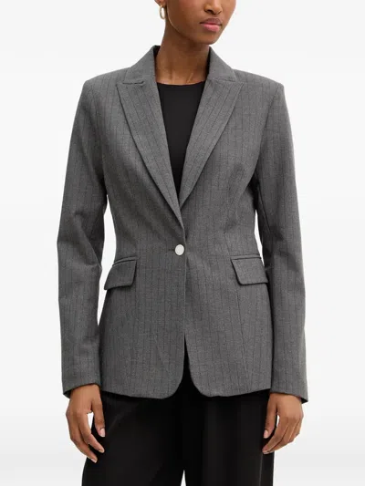Morgan Pinstripe Single-breasted Blazer In Gray