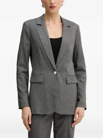 Morgan Pinstripe Single-breasted Blazer In Gray