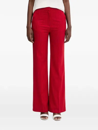 Morgan Pinstripe Wide-leg Trousers In Red