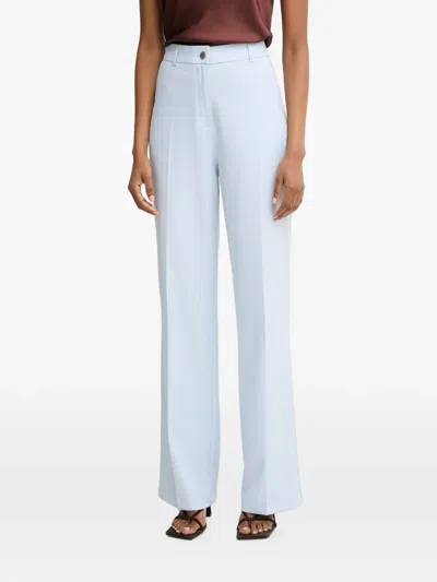 Morgan Pinstripe-pattern Straight-leg Trousers In Blue