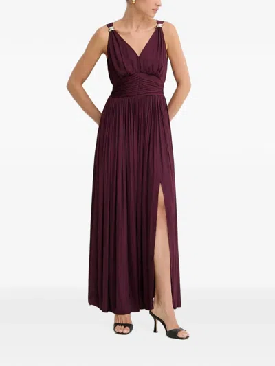 Morgan Pleated Maxi Dress In Brown