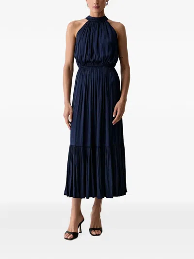 Morgan Pleated Midi Dress In Blue