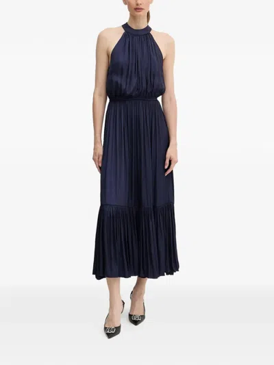 Morgan Pleated Midi Dress In Brown