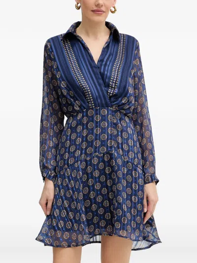 Morgan Pleated Mini Dress In Blue