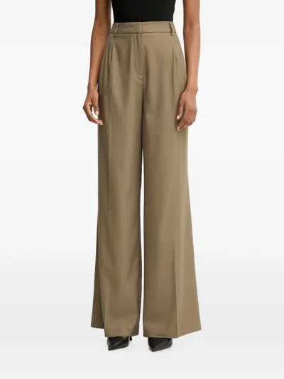 Morgan Pleated Wide-leg Trousers In Brown
