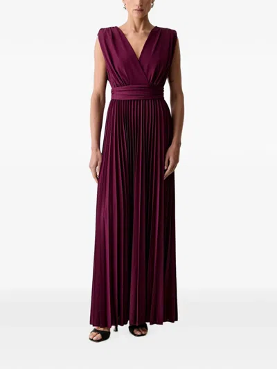 Morgan Pleated Wrap-style Dress In Burgundy