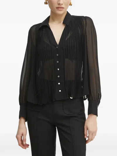 Morgan Pleated-detail Shirt In Black