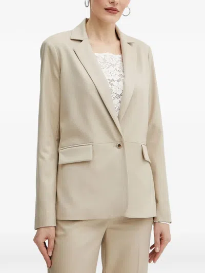Morgan Pocket Button Blazer In Neutral