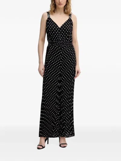 Morgan Polka-dot Pleated Jumpsuit In Black